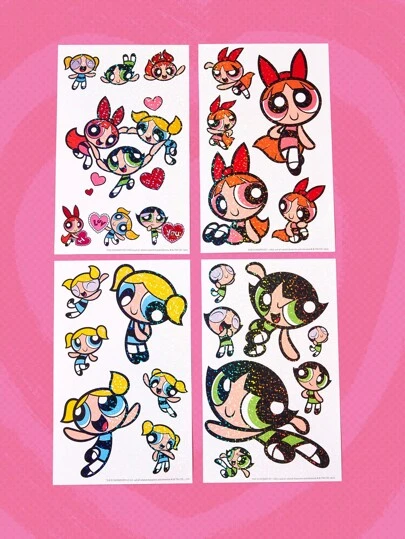 The Powerpuff Girls | ROMWE 4pcs Cartoon Graphic Sticker, School