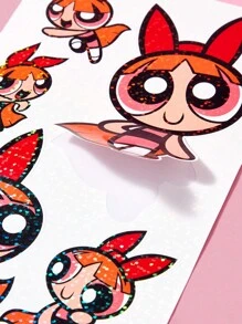 The Powerpuff Girls | ROMWE 4 件卡通图案贴纸，学校 - 彩色 - 查看 3