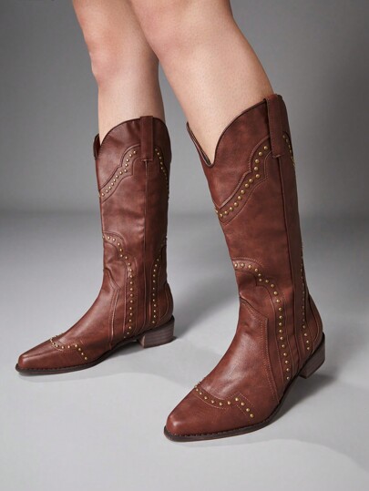 Fairycore Donna con borchie a punta Stivali western , punk esterno Stivali di moda