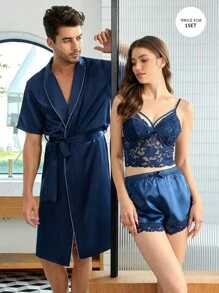 Áo choàng giản dị Nam Thắt lưng màu trơn - Màu xanh hải quân - Xem 1
