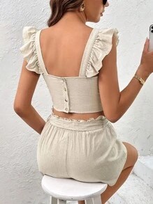 SHEIN Privé Top crop ribete con fruncido