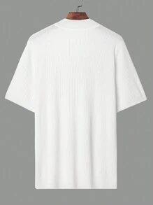 男士小高領針織上衣 - 白色 - 查看 5