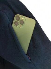 Manfinity Fitness 男士字母圖案拉鏈開襟運動夾克不帶T恤 - 藏蓝色 - 查看 3