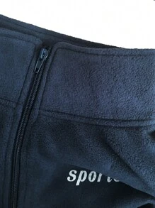 Manfinity Fitness 男士字母圖案拉鏈開襟運動夾克不帶T恤 - 藏蓝色 - 查看 4