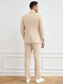 GENTILAND Bộ đồ nam Nút Túi Nút phía trước màu trơn Công việc - Màu Khaki - Xem 7