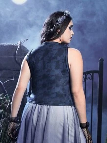 Corpse Bride | ROMWE 大碼紮染人像圖案背心上衣 - 彩色 - 查看 3