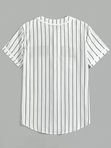 Manfinity VCAY Maglietta da baseball uomo con strisce e applicazioni grafiche a tema lettere