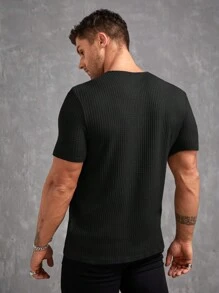 Manfinity VCAY Áo thun & Áo lót Nam Nút phía trước màu trơn Giải trí - màu đen - Xem 2