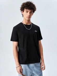 Manfinity Hypemode Nam Áo thun Bông Khẩu hiệu & Đồ họa Hoạt hình - màu đen - Xem 4