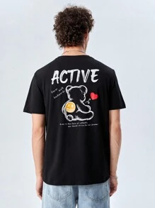 Manfinity Hypemode Nam Áo thun Bông Khẩu hiệu & Đồ họa Hoạt hình - màu đen - Xem 6