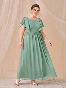 SHEIN Belle Plus Ruffle Trim Chiffon Bridesmaid Dress - Mint Green - View 5