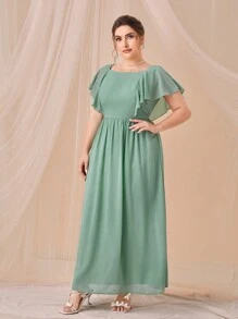SHEIN Belle Plus Ruffle Trim Chiffon Bridesmaid Dress - Mint Green - View 2