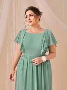 SHEIN Belle Plus Ruffle Trim Chiffon Bridesmaid Dress - Mint Green - View 6
