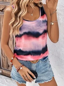 SHEIN LUNE Tie Dye Tank Top - Multicolor - View 1