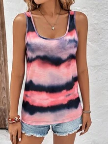 SHEIN LUNE Tie Dye Tank Top - Multicolor - View 3