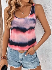 SHEIN LUNE Tie Dye Tank Top - Multicolor - View 6