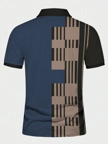 Manfinity Homme Men Striped Print Polo Shirt - Multicolor - View 2