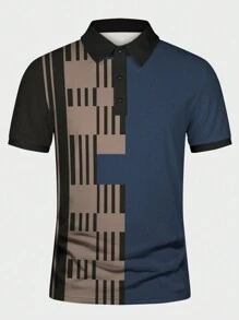 Manfinity Homme Men Striped Print Polo Shirt - Multicolor - View 4