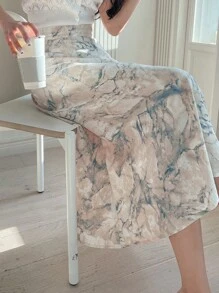 DAZY Marble Print Flared Skirt - Multicolor - View 5