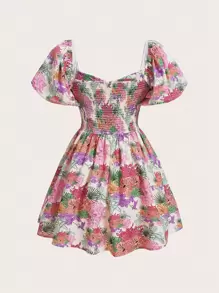 creationsbyanais In hoa Mặt trước xoắn Ống tay áo Đầm - Nhiều màu - Xem 2