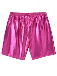 Manfinity AFTRDRK Men Drawstring Waist Metallic Shorts - Purple - View 2