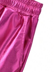 Manfinity AFTRDRK Men Drawstring Waist Metallic Shorts - Purple - View 5