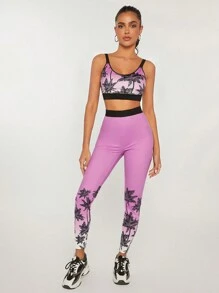 VARSITIE Quần Leggings Thể thao Nữ Tương phản ràng buộc Nhiệt đới - Nhiều màu - Xem 5