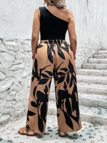 SHEIN LUNE Bộ thời trang Plus Size Thắt lưng Thực vật Giải trí - Nhiều màu - Xem 2