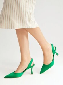 MOTF X Nour PREMIUM PYRAMID HEELED SLINGBACK PUMPS - Green - View 8