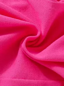 SHEIN Baby Girl Ruched Button Front Flare Leg Jumpsuit - Hot Pink - View 3