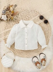 Babymeisje Pof mouw Swissdot Voorpand met knoppen Shirt