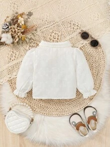 Babymeisje Pof mouw Swissdot Voorpand met knoppen Shirt