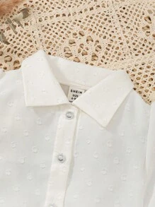 Babymeisje Pof mouw Swissdot Voorpand met knoppen Shirt