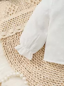 Babymeisje Pof mouw Swissdot Voorpand met knoppen Shirt