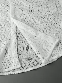 Manfinity RSRT Camisa de botones huecos para hombre con manga corta, blanca y lisa, ideal para vacaciones y de estilo bohemio - Blanco - Ver 6