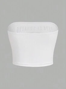 SHEIN ICON 字母&植物圖案抹胸上衣 - 白色 - 查看 2