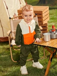 Baby Boy Colorblock Half Zip Hooded Jacket & Pants - Multicolor - View 1