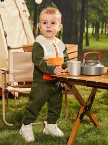 Baby Boy Colorblock Half Zip Hooded Jacket & Pants - Multicolor - View 3