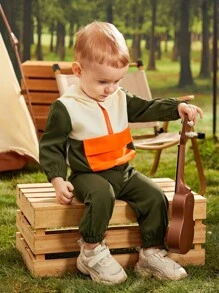 Baby Boy Colorblock Half Zip Hooded Jacket & Pants - Multicolor - View 4