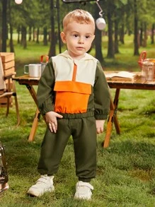 Baby Boy Colorblock Half Zip Hooded Jacket & Pants - Multicolor - View 5
