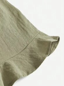 SHEIN VCAY Omgiven Krås Hem Enkel Enkel Plus Storlek Shorts - Armé Grön - Visa 4