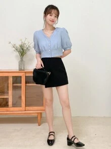 DAZY Solid Wrap Front Skort