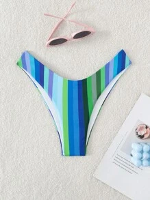 條紋印花泳衣下裝 - 彩色 - 查看 3