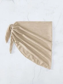Swim SXY Summer Beach Solid Knot Side Cover Up Skirt - Apricot - View 2
