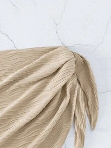 Swim SXY Summer Beach Solid Knot Side Cover Up Skirt - Apricot - View 5