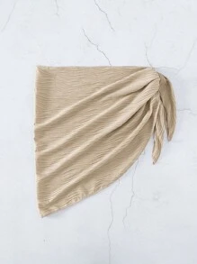 Swim SXY Summer Beach Solid Knot Side Cover Up Skirt - Apricot - View 6