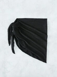 Swim Lushoire Áo che Nữ Thắt nút màu trơn - màu đen - Xem 3