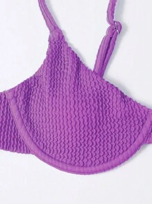 SHEIN Swim Summer Beach Solid Underwire Bikini Set - Purple - View 5