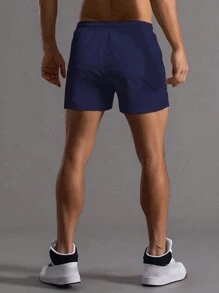 Manfinity Hypemode Men Solid Drawstring Waist Shorts - Navy Blue - View 2