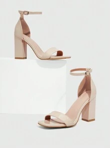 CUCCOO BIZCHIC 女士鞋方头粗跟踝带户外时尚米色高跟凉鞋春夏季度假鞋夏季促销优雅基础款商务休闲商务别致圣诞秋季新年假期 - 杏色 - 查看 6